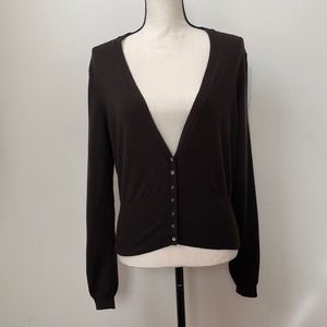 The Limited Dark Brown Merino Wool Cardigan Sweater